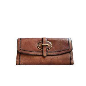 Fossil Vintage Revival Reissue Leather Clutch Wallet Tan/Brown VRI Billfold Card